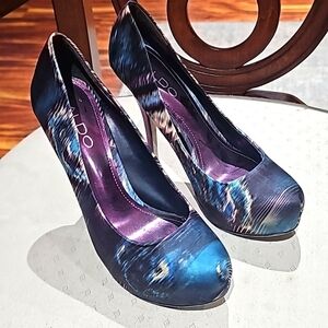 Aldo Satin Patterned Stilettos heels Green/ black size 36